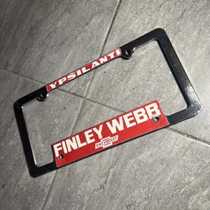 Vintage Ypsilanti MI Chevrolet Dealer License Plate Frame Finley Webb Chevy 409 - Picture 1 of 8