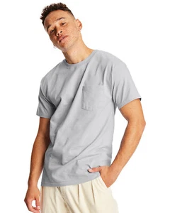 3 Pack Of Hanes 5190P Adult Stylish T Shirt Crew Neck Beefy-T Shirt With Pocket - Picture 1 of 20