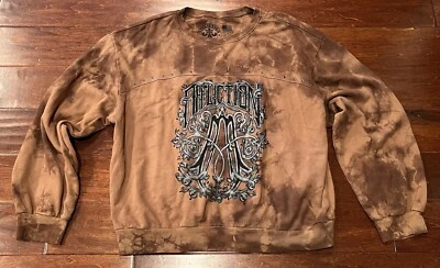 Sudadera para mujer Affliction Live Fast marrón negra tie dye XL gráfica con tachuelas Foto 1 de 4