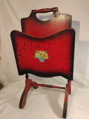 REVISTA COTTAGE CORE AÑOS 20 MADERA ORIGINAL CALCOMANÍA CREPITADA ROJO NEGRO ¡ANTIGUO! Foto 1 de 4