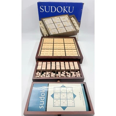 Wooden Sudoku Board Game Complete Tiles & Instruction Booklet One Altered Tile - Image 1 of 4