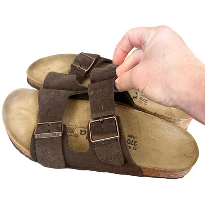 SANDALIA BIRKENSTOCK Betula Arizona usada una vez EU42 US L11/M9 marrón gamuza estrecha Foto 1 de 4