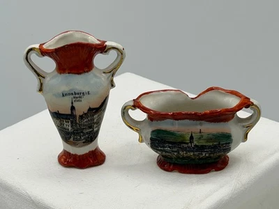 2 x Andenkenporzellan Annaberg-Buchholz Erzgebirge um 1920 - Bild 1 von 4