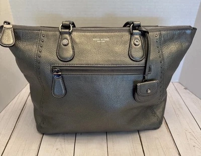 Henri Bendel Silver Leather Soft Studded Double Handles Tote 16.5x9x6” EUC* - Image 1 of 4