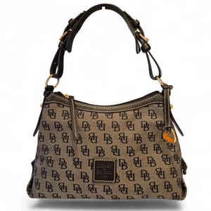 Dooney & Bourke Black Logo Gretta Slouch Schultertasche Handtasche Dunkelgrau - Bild 1 von 3