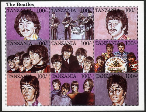 Tanzania 1995 Beatles Miniature Sheet MNH (SC# 1334-1335) Cover