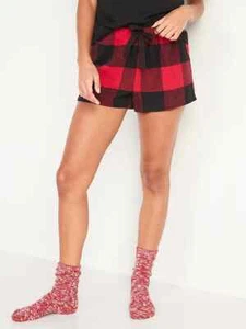 Nuevo con etiquetas Antiguo Pijama Boxer Azul Marino Franela Pantalones Cortos para Dormir Rojo Búfalo Cuadros Mujeres MLXL2X - Imagen 1 de 6