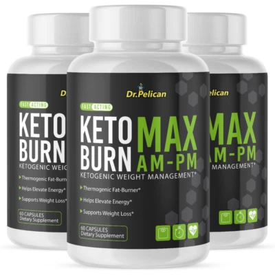 Keto Burn MAX AM-PM - Apoyo para el metabolismo, suplemento para el control de peso - 3 botellas Foto 1 de 4
