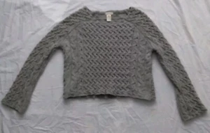 Sundance Cropped Cable Knit Sweater Gray Lambswool Womens Size Small - Picture 1 of 11