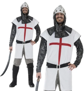Mens Knight Costume St Georges Day England Fancy Dress Outfit Medieval Adults - Picture 1 of 5