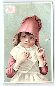 c1880 JAMES PYLES PERLINE GIRL IN BONNET SOAP VICTORIAN TRADE CARD P1951 - Picture 1 of 2