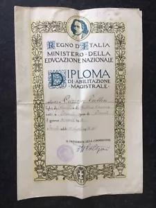 🌈Diploma Magistrale Regno Anno XVI’ Era Fascista Scuola 🏫 Rosmini Trento Marca - Foto 1 di 7