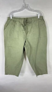 NWT Cato Womens Pants Cropped Raw Hem Drawstring Waist Green Size 14/16W. - Picture 1 of 9