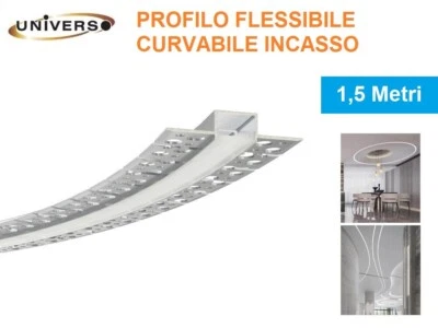 Profilo in Alluminio Flessibile Curvabile da Incasso per Strip LED max 12,5 mm - Immagine 1 di 4
