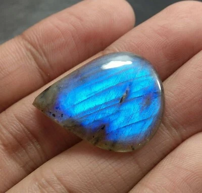 22.45Ct Natural Mind Blowing Blue Flash Labradorite Pear Cabochon Loose Gemstone - Image 1 of 4