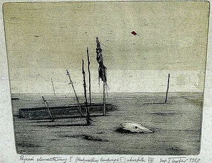 Original Radierung geätzt „Rudimentäre Landschaft I“ signiert T. Czober ~ 1983 J - Bild 1 von 11