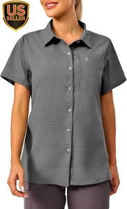 Women'S UV Breathable Striped Shirt, Short Sleeve Button down for Shirt Travel H - Picture 1 of 7