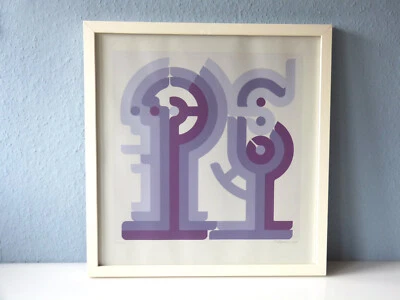 Abstrakte Farbserigraphie Grafik Roland Altmann Lila Violett Siebdruck 1976 - Bild 1 von 4