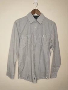 Burnside Men's Long Sleeve Button Down Shirt Size Small Light Gray White NWT - Picture 1 of 12
