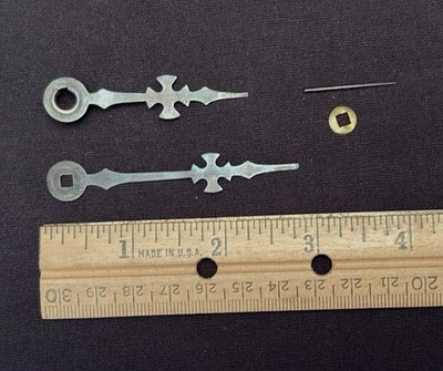 Original Matched Pr of Antique Early American 8-Day Mantel Clock Hands W/Bluing - Image 1 of 3