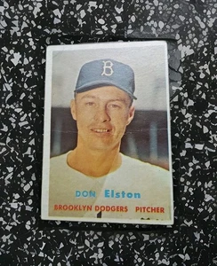 1957 Topps Baseball Card Brooklyn Dodgers Don Elston RC #376 Vtg VG Crease - Picture 1 of 2