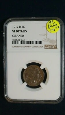 1917 D Buffalo Nickel NGC VERY FINE BETTER DATE 5C Coin PRICED TO SELL FAST! - Image 1 of 3