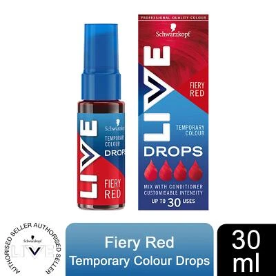 Schwarzkopf LIVE Colour Drops Semi-Permanent Hair Dye, Fiery Red - Image 1 of 4