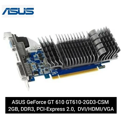 New ASUS GeForce GT 610 GT610-2GD3-CSM /2GB, DDR3, PCI-Express 2.0 HDMI DVI VGA - Image 1 of 3