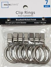 Mainstays Pack of 7 Brushed Nickel Clips Drapery Rings Curtains Living Room NEW 