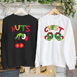 Sudadera de Navidad a Juego con Tuercas en el Pecho Pareja Divertida Familia Vacaciones Navidad Jersey - Imagen 1 de 11