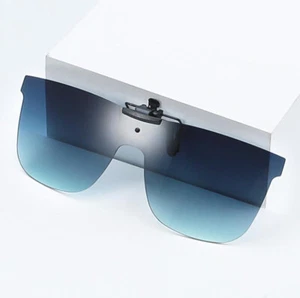 Oversize Clip-on Flip Up Polarized Sunglasses Men Women Siamese Lens Glasses New - Picture 1 of 27