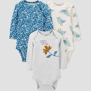 Baby Girls' 3pk Floral Bodysuit - Just One You® Made by Carter's Size Newborn - Picture 1 of 3
