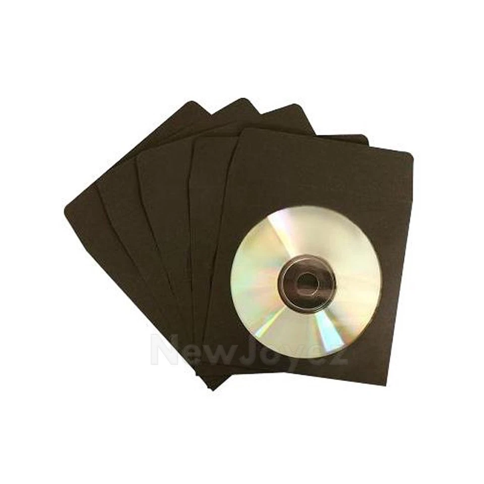 1000 Black CD DVD Paper Sleeve Envelope w/ Window Flap - Image 1 of 1