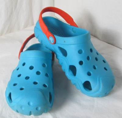 Crocs Junior/Youth Blue/Orange Iconic Comfort Clogs Size J2 GUC #R7 - Image 1 of 4