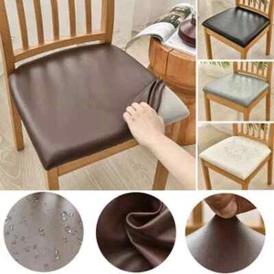 Dining Chair Seat Covers PU Leather Waterproof Stretch Wedding Slip Protector UK - Picture 1 of 17