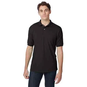 Hanes EcoSmart Polo Shirt Men's Size XL Black Spread Collar Wrinkle-Resistant - Picture 1 of 3