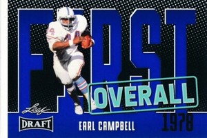 #3 EARL CAMPBELL 2023 Leaf Draft Football BLUE FIRST OVERALL OILERS