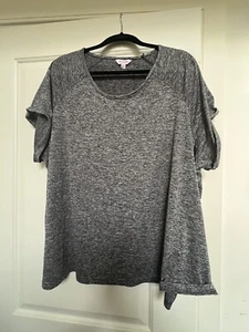 Simply Be-short sleeve scoop neck-Black/grey heather TshirtUS 24W 100% polyester - Picture 1 of 5