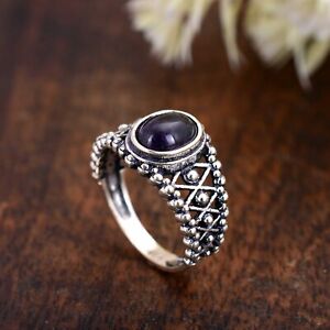925 Sterling silver Amethyst gemstone ring, Handmade jewelry, Women's gift ring