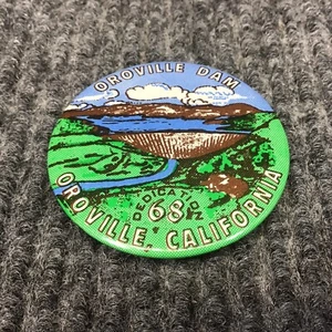 Vintage 1968 Oroville Dam Dedication Button Pinback California Feather River - Picture 1 of 7