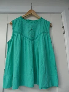 Nuevo con etiquetas Top Marks & Spencer 'Per Una' Verde Sin Mangas 100% Algodón Talla 16 - Imagen 1 de 11