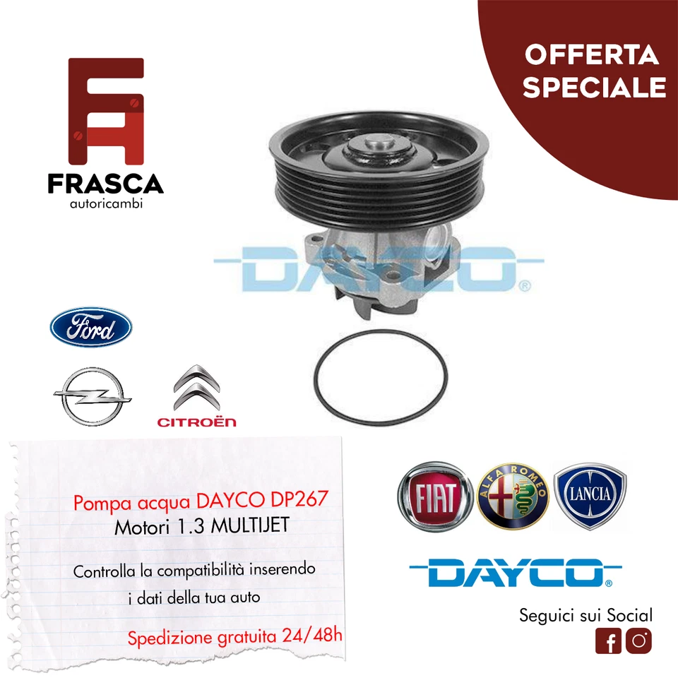 POMPA ACQUA DAYCO Fiat	Grande Punto / EVO 199 1.3 D Multijet 75 84 90 95 69 CV - Imagen 1 de 1