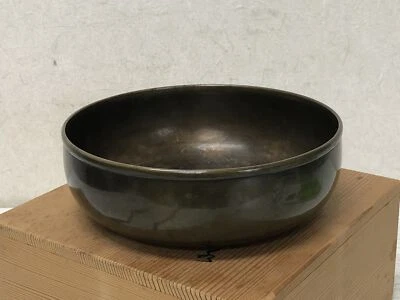 Y3275 KENSUI Antiguo Bronce Plano Olla Caja Ceremonia del Té Japonés Antiguo Japón Foto 1 de 4