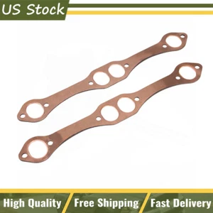 SBC Oval Port Copper Header Exhaust Gaskets SB For Chevy 327 305 350 383 USA - Picture 1 of 8