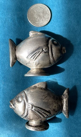 Rare Mid Century MCM Sterling Silver Table Figurine Statuette Fish Pisces Mexico Cover