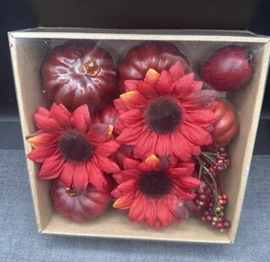Juego de relleno de tazón de otoño calabazas rojas girasoles bayas cosecha decoración de Acción de Gracias - Imagen 1 de 8