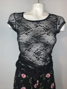 Camiseta de bebé de encaje elástico para mujer Y2K hada gótica caprichosa bruja grunge talla M - Imagen 1 de 13