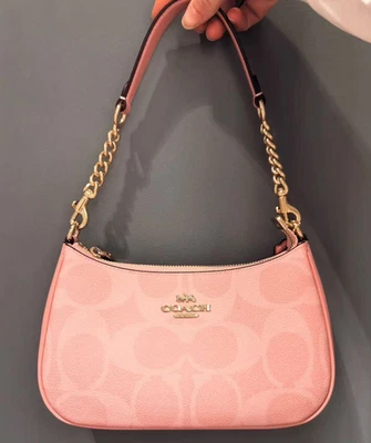 Bolso de hombro Teri nuevo con etiquetas en lona exclusiva CAL51 rosa polvo Foto 1 de 4