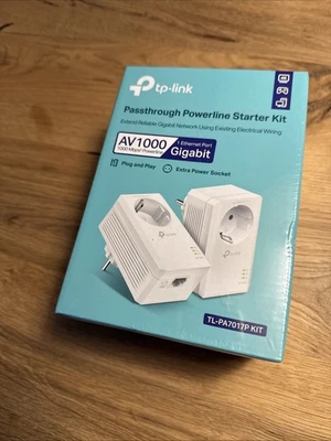 TP-Link Powerline AV1000 Starter Kit, LAN Repeater , Gigabit Port, mit Steckdose - Bild 1 von 4