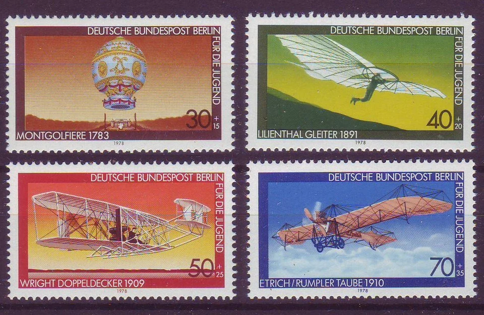 4 SELLOS ALEMANIA-BERLÍN, 1978 | AVIACIÓN | Yvert 524/7 MNH - Imagen 1 de 1